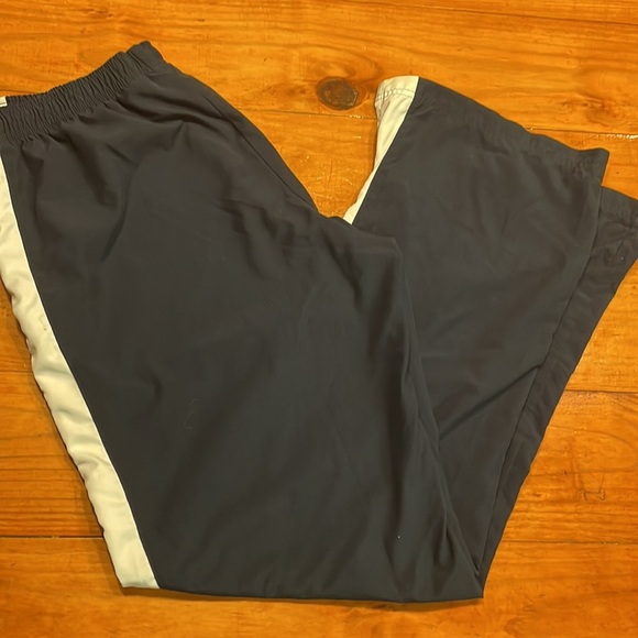 Large Nike navy blue white side stripe pockets split side athletic track pants - Picture 11 of 16